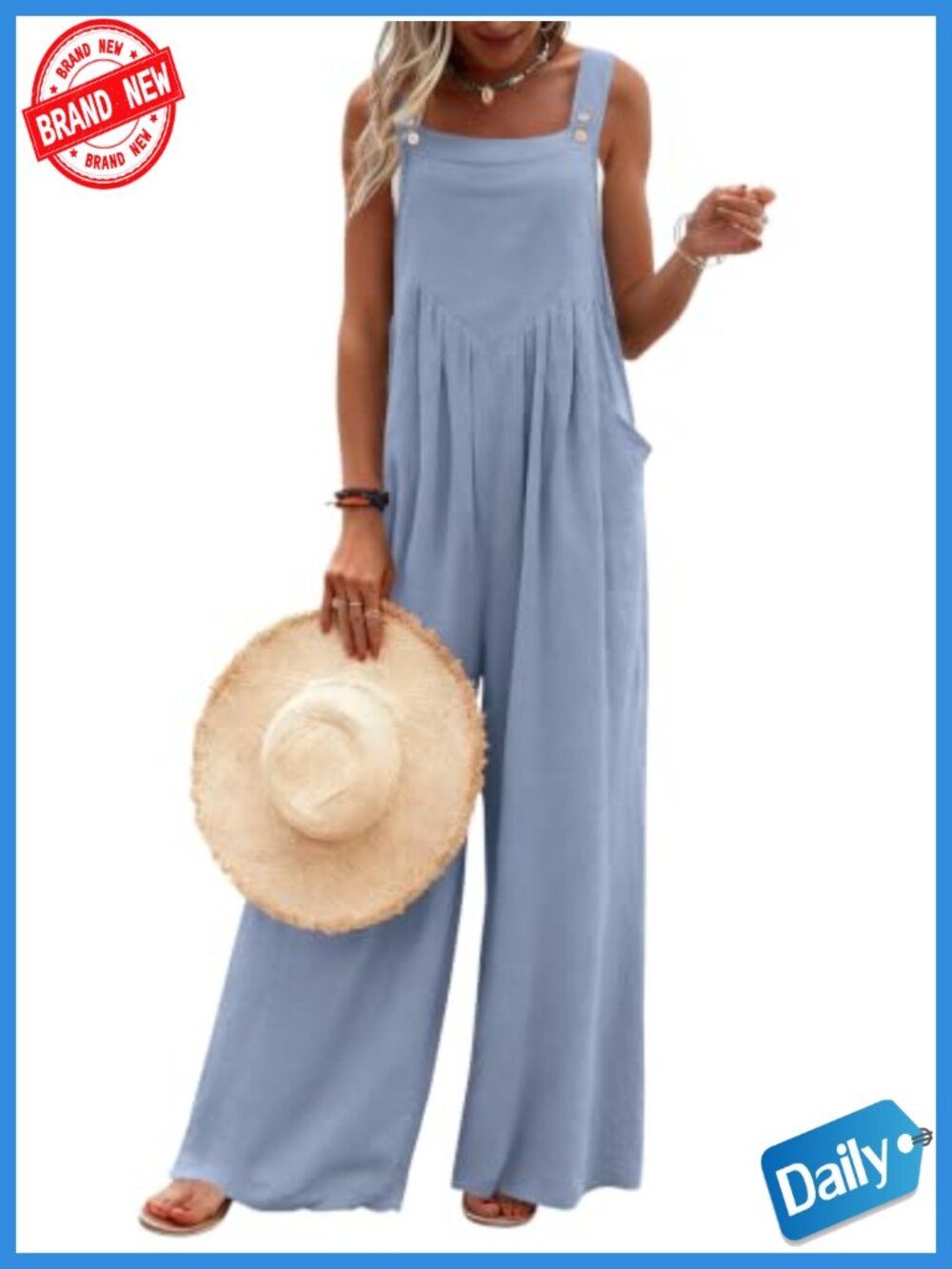 Boho Floral Wide Leg Overalls for Women – Loose Fit Romper with Pockets